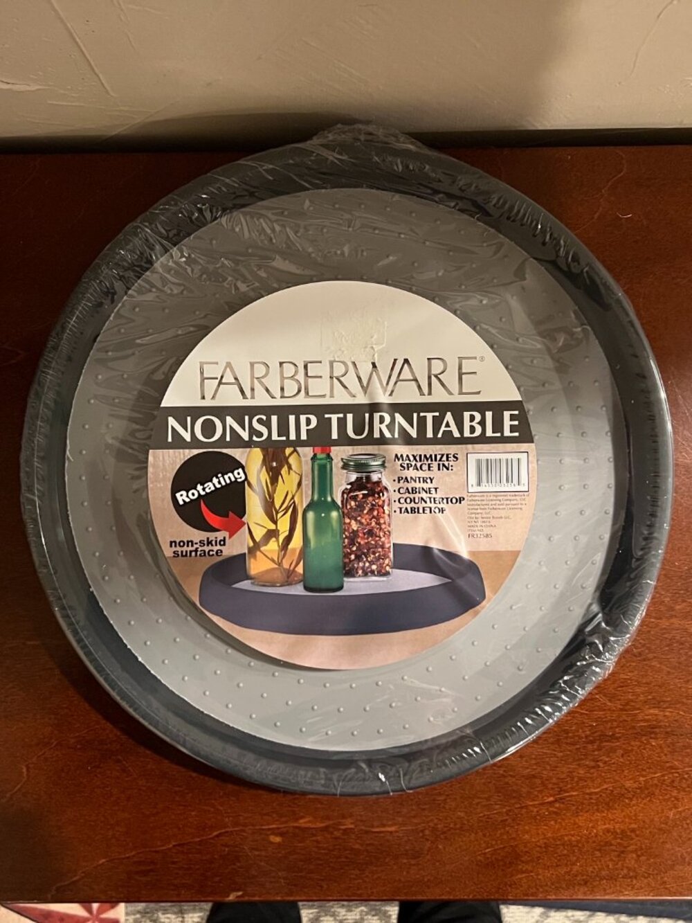 NWT Farberware Non-Slip Rotating Lazy Susan Turntable Organizer Gray 11.5" dia